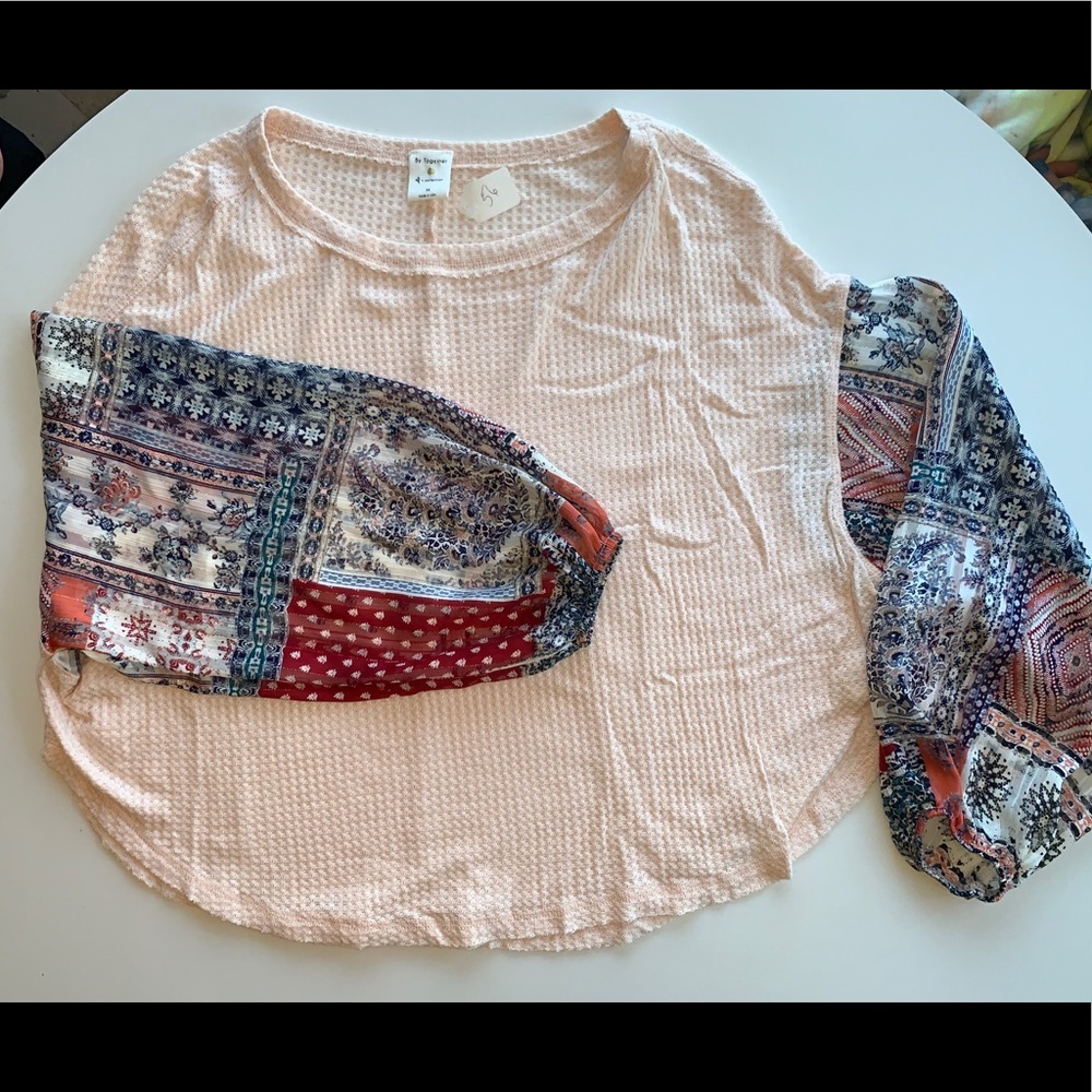 NWT Scarf Sleeve Dolman Waffle Shirt